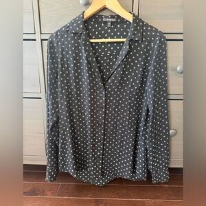 Express Black and White Geometric Button Down Shirt